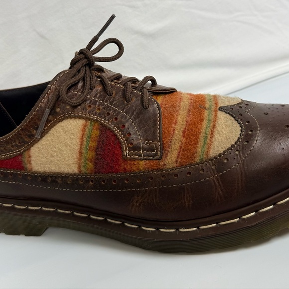 Rare Dr. Martens x Pendleton Sz 13 Leather Wingtip Oxfords Santa Fe Stripe Wool - Picture 7 of 12